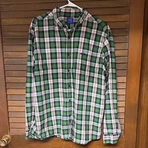 Le Tigre Men's Green and White Checkered Shirt
